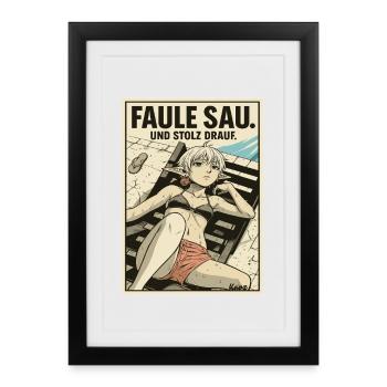 Semer paresseusement sur la plage avec fierté - Affiche encadrée (27 × 37 cm) - noir - Devant