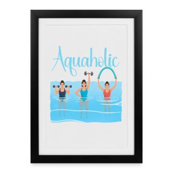 Passionné d'aquagym et d'aquaforme - Affiche encadrée (27 × 37 cm) - noir - Devant