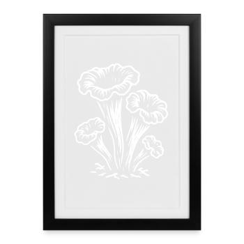 Trompette d'automne - cueilleur de champignons - champignons - dicton - Affiche encadrée (27 × 37 cm) - noir - Devant