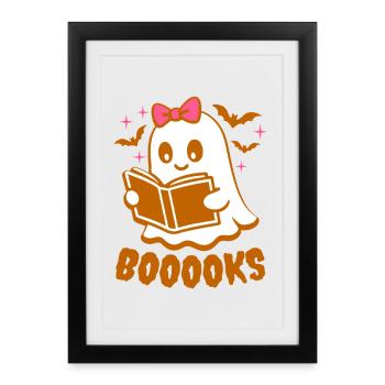 Ghost Girl Booooks - Costume d'Halloween - Affiche encadrée (27 × 37 cm) - noir - Devant