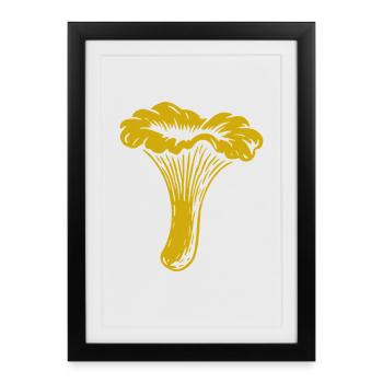 Cueilleur de chanterelles - Champignons - Dicton - Affiche encadrée (27 × 37 cm) - noir - Devant