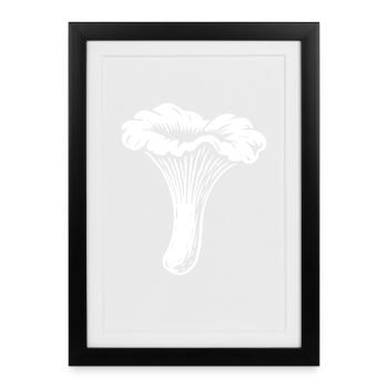 Cueilleur de chanterelles - Champignons - Dicton - Affiche encadrée (27 × 37 cm) - noir - Devant