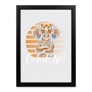Just Nope Teckel Teckel à poil dur Teckel à poil dur - Affiche encadrée (27 × 37 cm) - noir - Devant