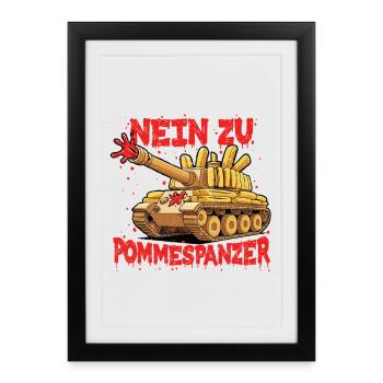 Non à Pommespanzer Sport Gym - Affiche encadrée (27 × 37 cm) - noir - Devant