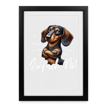Just Nope Teckel Teckel à poil dur Teckel à poil dur - Affiche encadrée (27 × 37 cm) - noir - Devant