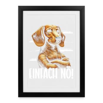 Simply Nope Teckel Chien têtu - Affiche encadrée (27 × 37 cm) - noir - Devant