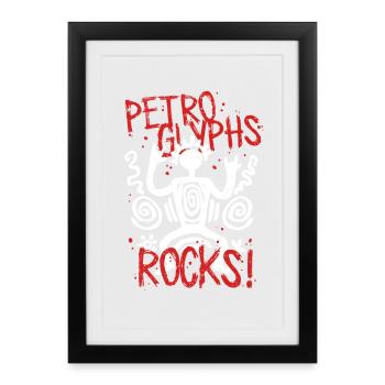 Petroglyph Petroglyphs Pictographs - Framed poster (27 × 37 cm) - black - Front