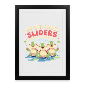 Red-eared Turtle - Framed poster (27 × 37 cm) - black - Front