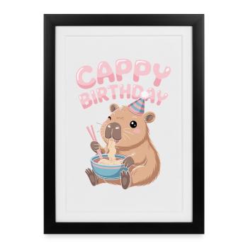 ANNIVERSAIRE DE CAPPY Anniversaire de Capy Ramen de Capybara - Affiche encadrée (27 × 37 cm) - noir - Devant