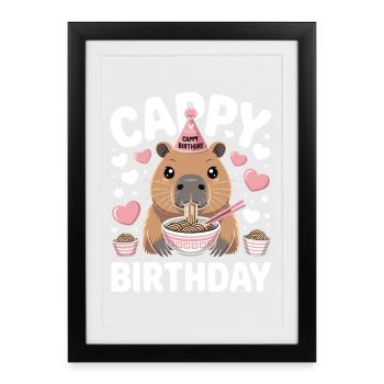 Capybara Ramen Anniversaire de Capy Anniversaire de Capy - Affiche encadrée (27 × 37 cm) - noir - Devant