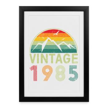Vintage Mountain Sunset Design - Framed poster (27 × 37 cm) - black - Front