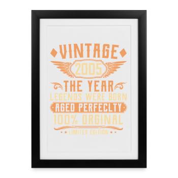 20th Birthday Vintage - Year 2005 - Framed poster (27 × 37 cm) - black - Front