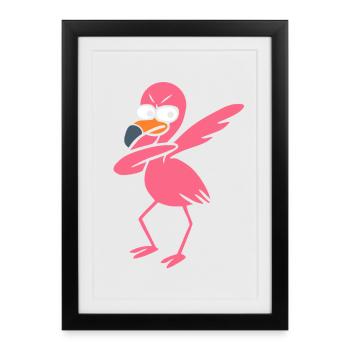 Dancing Flamingo Dabbing - Affiche encadrée (27 × 37 cm) - noir - Devant