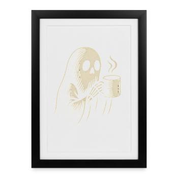 Skeleton with coffee enjoyment design - Framed poster (27 × 37 cm) - black - Front