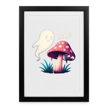 Champignon mystique avec accent fantôme - Affiche encadrée (27 × 37 cm) - noir - Devant