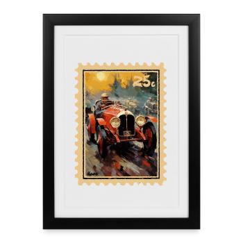 Vintage car in the painting style of the 1920s - Framed poster (27 × 37 cm) - black - Front