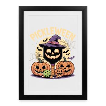 Pickleween Joueur de pickleball Spooky Halloween - Affiche encadrée (27 × 37 cm) - noir - Devant