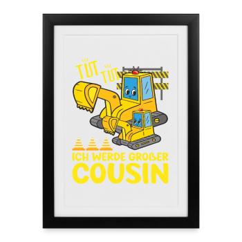 I'm going to be big cousin 2026 excavator soon bigger - Framed poster (27 × 37 cm) - black - Front