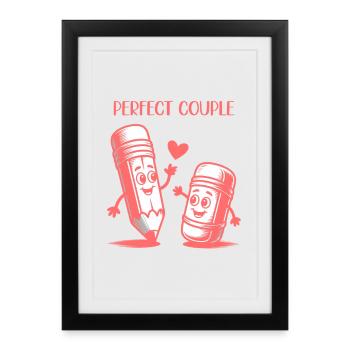 Perfect Couple Pencil And Eraser Drawing - Framed poster (27 × 37 cm) - black - Front