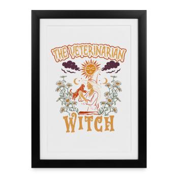 Veterinär Tierarzt Tierarzt La sorcière vétérinaire - Affiche encadrée (27 × 37 cm) - noir - Devant