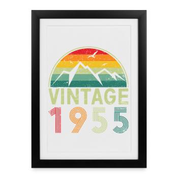 Vintage Mountain Sunset Design - Framed poster (27 × 37 cm) - black - Front