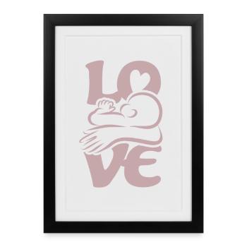Bébé qui boit et qui allaite Maman AMOUR - Affiche encadrée (27 × 37 cm) - noir - Devant