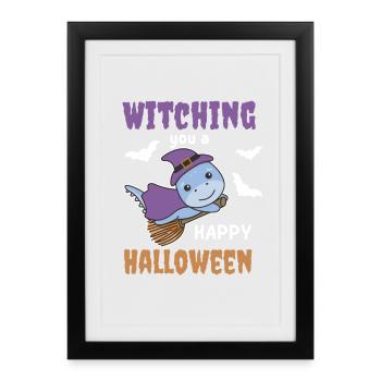Dino Witch vous souhaite un joyeux Halloween - Affiche encadrée (27 × 37 cm) - noir - Devant