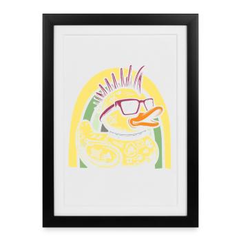 Punk Duck Punk Rocker Canard en caoutchouc Canard en caoutchouc - Affiche encadrée (27 × 37 cm) - noir - Devant