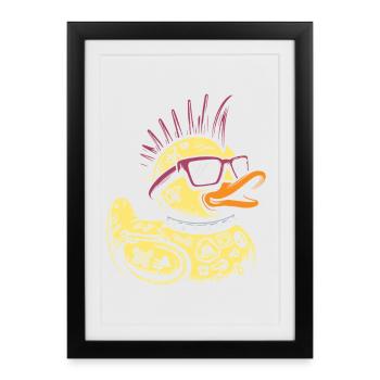 Punk Rocker Duck Rubber Duck Punk Rock - Affiche encadrée (27 × 37 cm) - noir - Devant