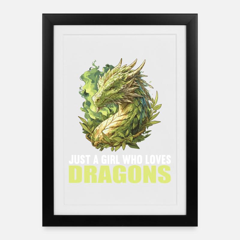 Drachen Drache - Gerahmtes Poster (27 × 37 cm) - Schwarz