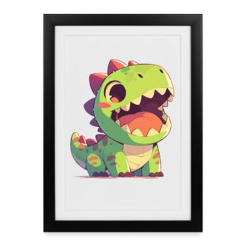 Dino Dinosaur Dinosaur - Framed poster (27 × 37 cm) - black - Front