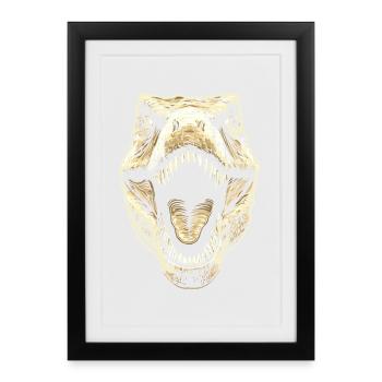 T-Rex Tyrannosaurus Rex Dino Papa Dinosaure - Affiche encadrée (27 × 37 cm) - noir - Devant