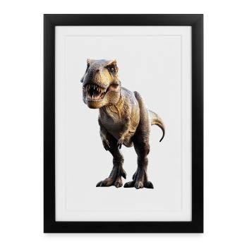 T-Rex Tyrannosaurus Rex Dino Papa Dinosaure - Affiche encadrée (27 × 37 cm) - noir - Devant