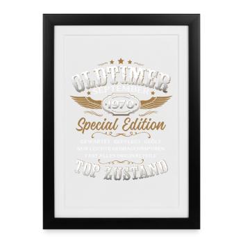 55. Geburtstag Geschenk Oldtimer September 1970 - Gerahmtes Poster (27 × 37 cm) - Schwarz - Vorne