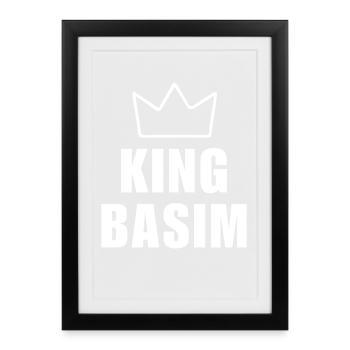 T-shirt Basim King Crown pour homme, pour la fête des pères - Affiche encadrée (27 × 37 cm) - noir - Devant