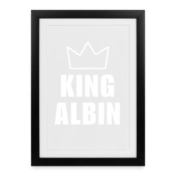Albin King Crown Fathers Day T Shirt Men - Framed poster (27 × 37 cm) - black - Front
