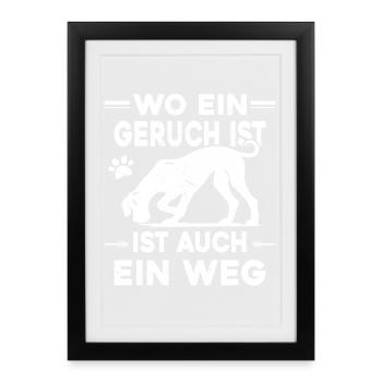 Mantrailing - Wo ein Geruch da ein Weg - Gerahmtes Poster (27 × 37 cm) - Schwarz - Vorne