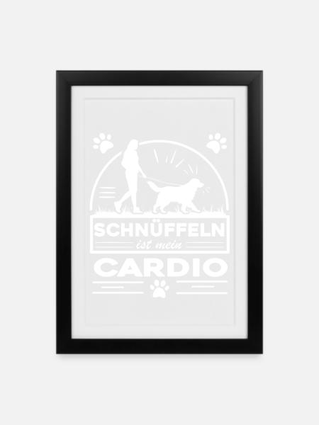 Mantrailing - Schnüffeln ist mein Cardio - Gerahmtes Poster (27 × 37 cm) - Schwarz