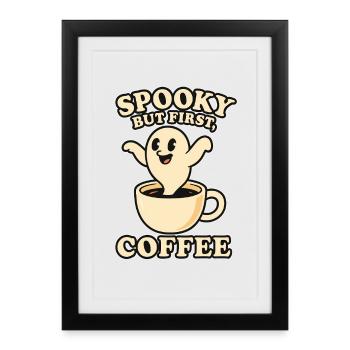 Spooky Kaffee Motiv mit Kuschelgeist - Affiche encadrée (27 × 37 cm) - noir - Devant