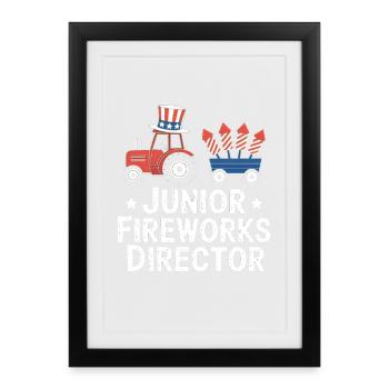 Directeur de feux d’artifice junior 4 juillet - Affiche encadrée (27 × 37 cm) - noir - Devant