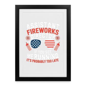  Funny Assistant Fireworks Director Memes 4th Of - Gerahmtes Poster (27 × 37 cm) - Schwarz - Vorne