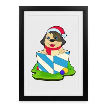 Dog Christmas Christmas Hat - Framed poster (27 × 37 cm) - black - Front
