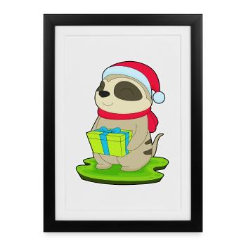 Meerkat Christmas Christmas Hat - Framed poster (27 × 37 cm) - black - Front
