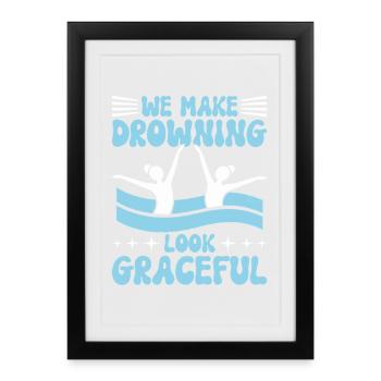Natation synchronisée Natation artistique Sports nautiques - Affiche encadrée (27 × 37 cm) - noir - Devant