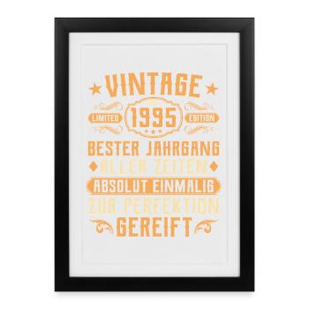 Millésime 1995 Année de naissance - 30e anniversaire - Affiche encadrée (27 × 37 cm) - noir - Devant