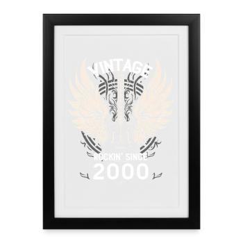 Vintage Rockin' Since 2000 – 25 ans de pure - Affiche encadrée (27 × 37 cm) - noir - Devant