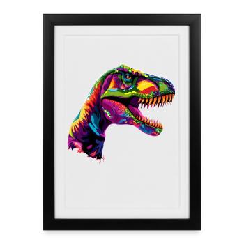 T-Rex Tyrannosaurus Rex Dino Papa Dinosaure - Affiche encadrée (27 × 37 cm) - noir - Devant