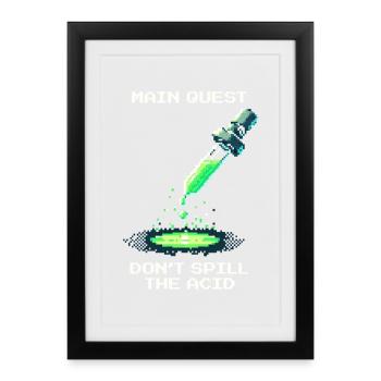 Main Quest: Don't Spill Acid | Laboratory - Framed poster (27 × 37 cm) - black - Front