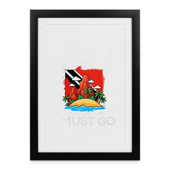 Île paradisiaque des Caraïbes Trinité-et-Tobago - Affiche encadrée (27 × 37 cm) - noir - Devant