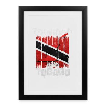 Trinidad and Tobago Flag Street Art Design - Framed poster (27 × 37 cm) - black - Front